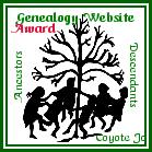 Coyote Jo's Genealogy Website Award