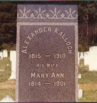 Alexander Kalloch & Mary Ann - gravestone
